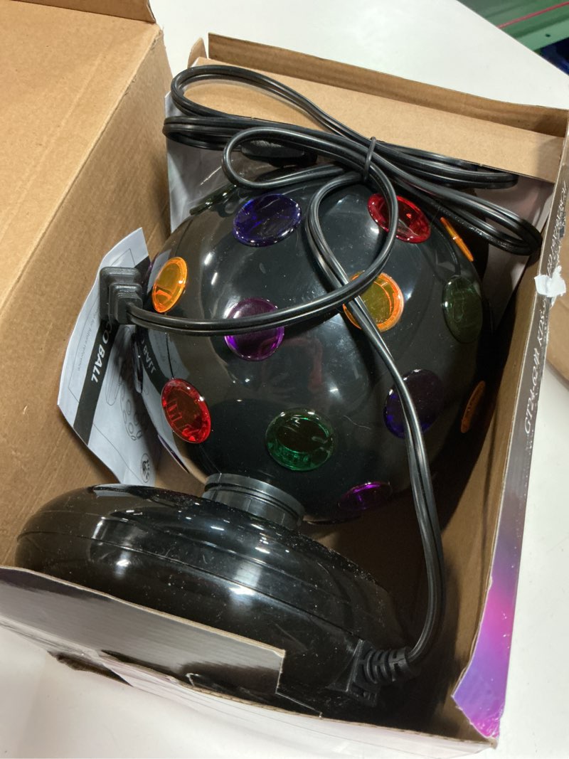 Condition photo showing Good Condition for kicko spinning disco ball - 11-inch disco ball decor with party lights 360 degree rotating neon led light for kids and adults - colorful flashing for 80s party and events 11 inch