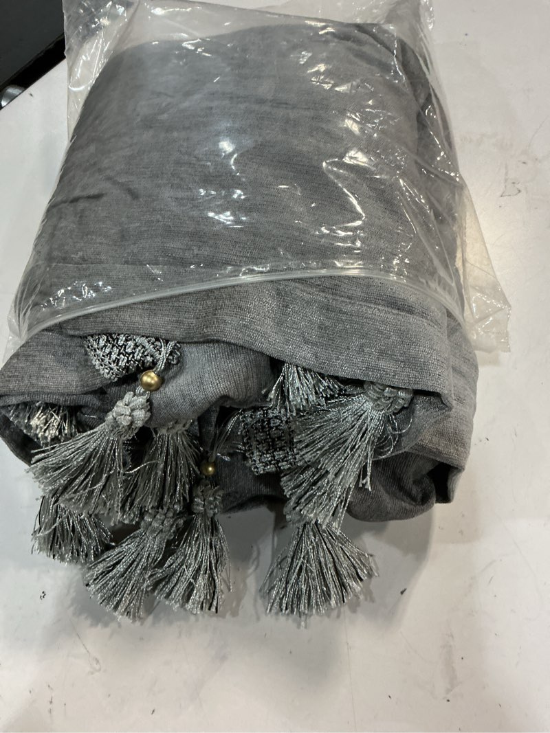 Condition photo showing Good Condition for waterfall valances for windows valance curtains with tassels luxury chenille swag valances for living room curtains for bedroom rod pocket (grey,w39 inch,1 panel) 39"w x 45"l (pack of 1) grey