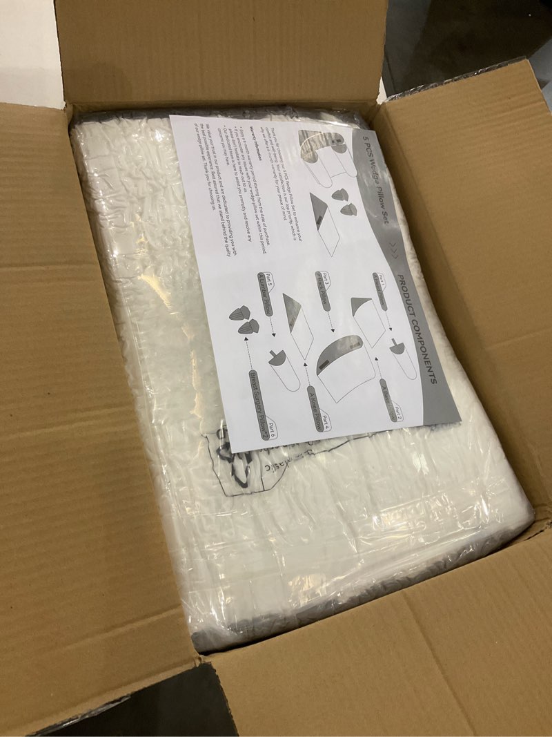 Condition photo showing New/Like New for Wedge Pillow Set for After Surgery, 5 PCS Bed Wedge Pillow for Sleeping, Memory Foam Orthopedic Back Pillow for Pain Relief and Acid Reflux, Adjustable Post Surgery Pillow Grey Grey 5 PCS