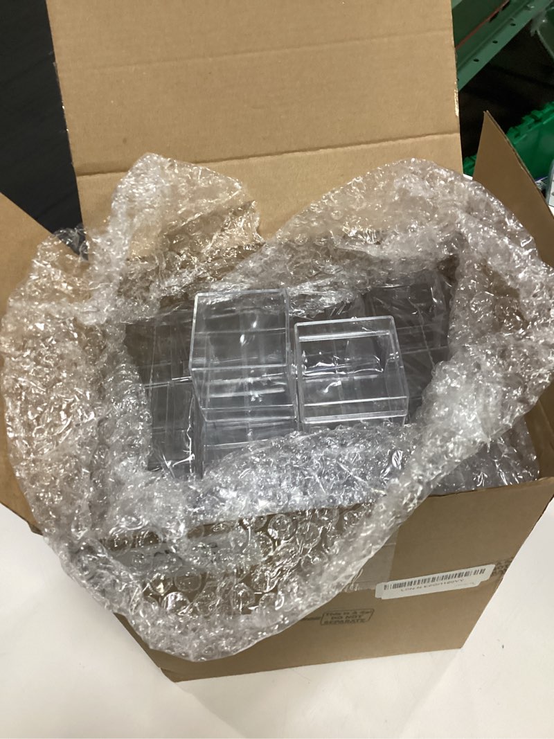 Condition photo showing Good Condition for leinuosen 50 pcs 2 x 2 x 2 inch clear acrylic plastic box with lid square candy containers for party favors small square cube storage candy box for pill tiny earring jewelry herb bead gifts