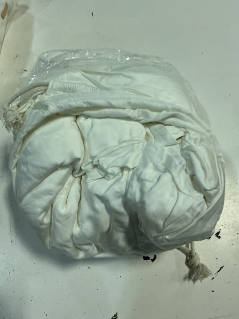 Condition photo showing As Is for quince bamboo duvet cover, full/queen, white