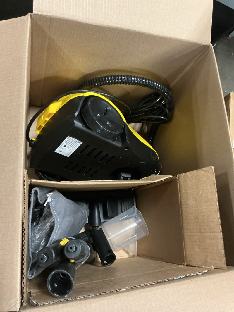 Condition photo showing As Is for Premium Heavy Duty Canister Steam Cleaner with 26 Accessories, High-Temperature Mop for Floors, Tiles, Car Detailing & More, 1.4L Portable Tank, Chemical-Free, Child Lock & Effortless Operation