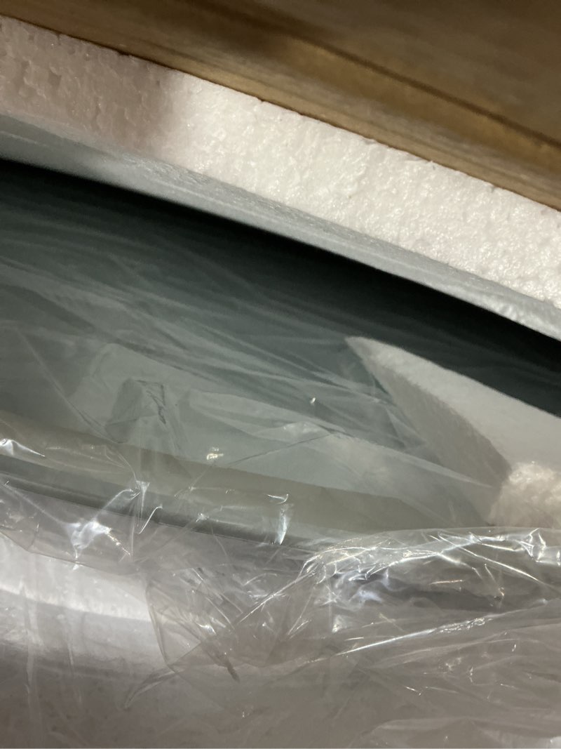 Condition photo showing As Is for Bathroom Mirror 28"x48" LED Bathroom Mirror with Lights, Anti-Fog, Dimmable Oval Mirrors with Front Light and Backlit, Modern Farmhouse Wall Mounted Mirror for Decorative White Oval 48"L x 28"W