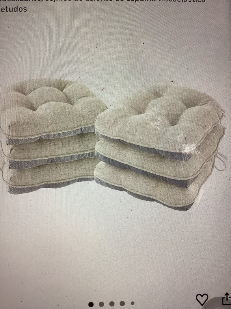 Set of 6 dining chair cushions, chair pads with ties and adjustable backrest, padded foam seat cushions