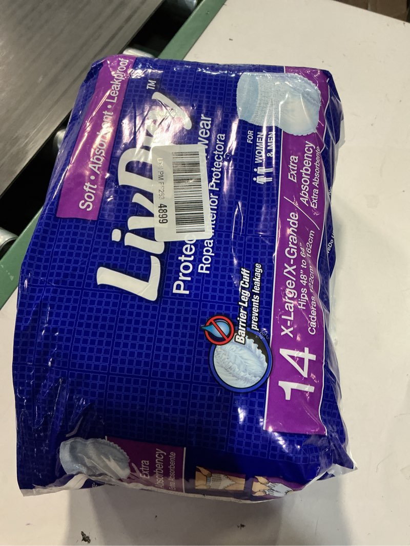 Condition photo showing New/Like New for livdry adult xl incontinence underwear, extra absorbency adult diapers, leak protection, x-large, 14-pack x-large (14 count)