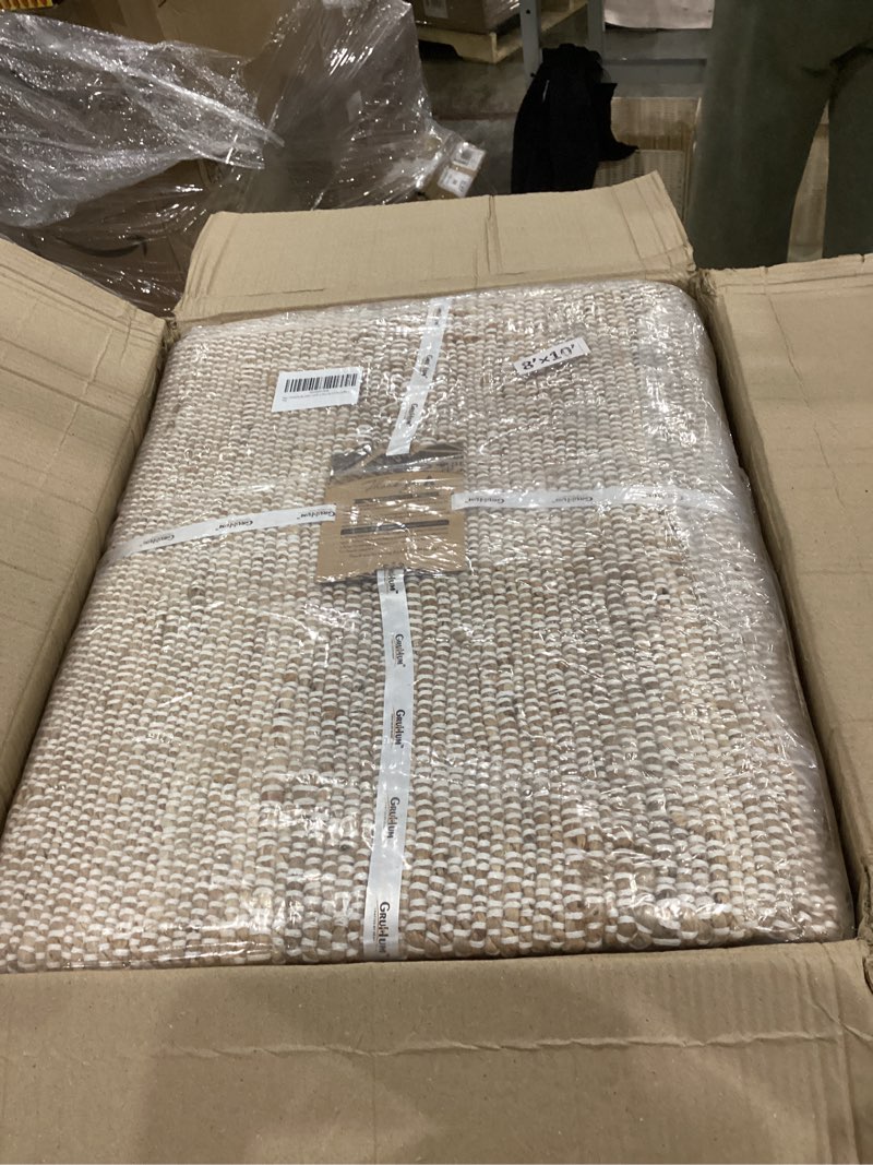 Condition photo showing Good Condition for gruhum jute cotton area rug 6'x9' ft rectangle hand woven natural farmhouse rug for living room, bedroom kitchen - rustic vintage bohemian eco-friendly home décor 6x9 ft natural boho rugs 6' x 9' (rectangular) natural