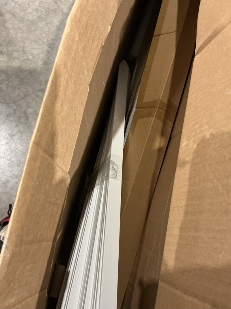 Condition photo showing As Is for patio outdoor fence 36" hx84 l (1set) white vinyl picket fence panels, pvc garden fence temporary fencing for backyard porch dogs, suitable for soft ground (20 straight pickets) 36"hx84"l white 1