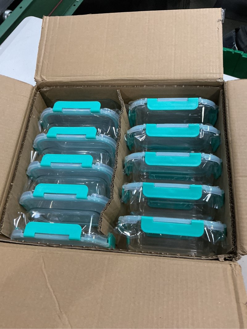 Condition photo showing New/Like New for M MCIRCO 10-Pack 22 Oz Glass Meal Prep Containers with Lids - Microwave, Oven, Freezer & Dishwasher Safe - Green