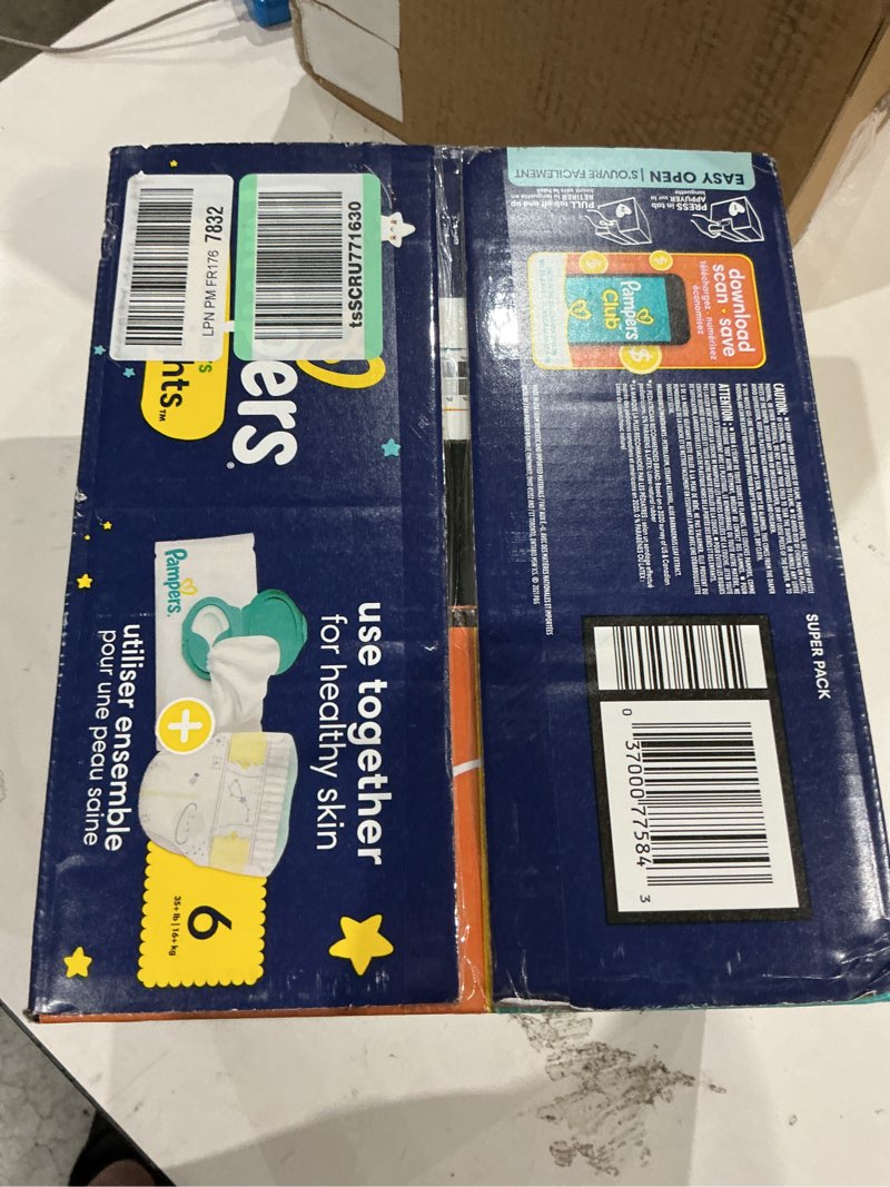 Condition photo showing New/Like New for pampers zzz overnight diapers, size 6 (35+ lbs), 42 count, nighttime protection disposable baby diaper, night time leak and skin protection size 6 42