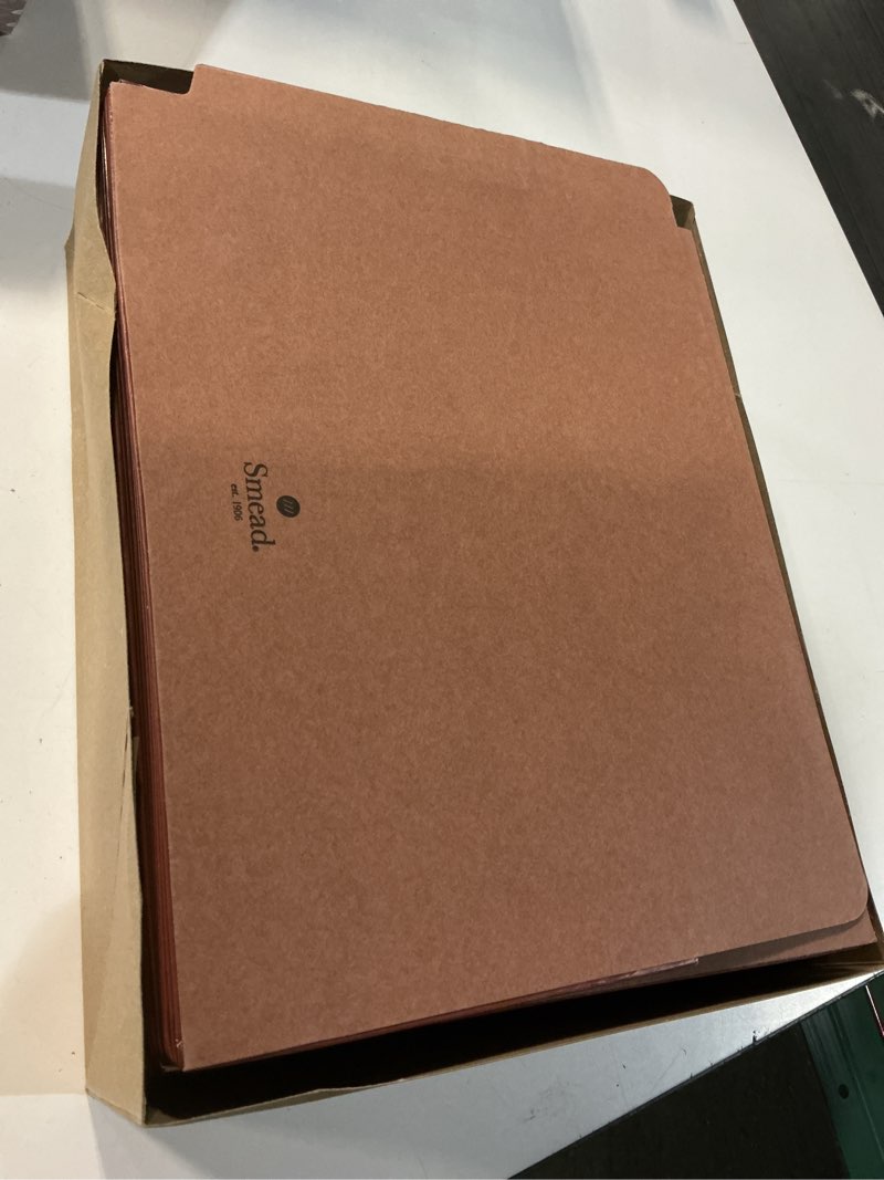 Condition photo showing Good Condition for smead straight tab cut letter recycled file pocket, 8 1/2" x 11", 5 1/4" expansion, 12.5 pt., 2 plys, dark brown, embossed, tear resistant, 30% recycled, 10 / box