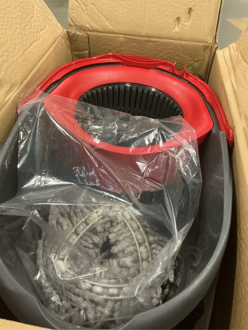 Condition photo showing Good Condition for O-Cedar EasyWring RinseClean Microfiber Spin Mop & Bucket Floor Cleaning System with 3 Extra Refills, Plastic, Grey Rinseclean Spin Mop & Bucket + 3 Extra Refills Cleaning System
