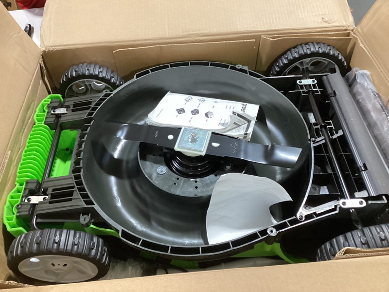 Condition photo showing New/Like New for greenworks 40v 16" (push) cordless lawn mower, 4.0ah battery (1/3 acre, push button start, compatible with 75+ tools) 16" (4.0ah)