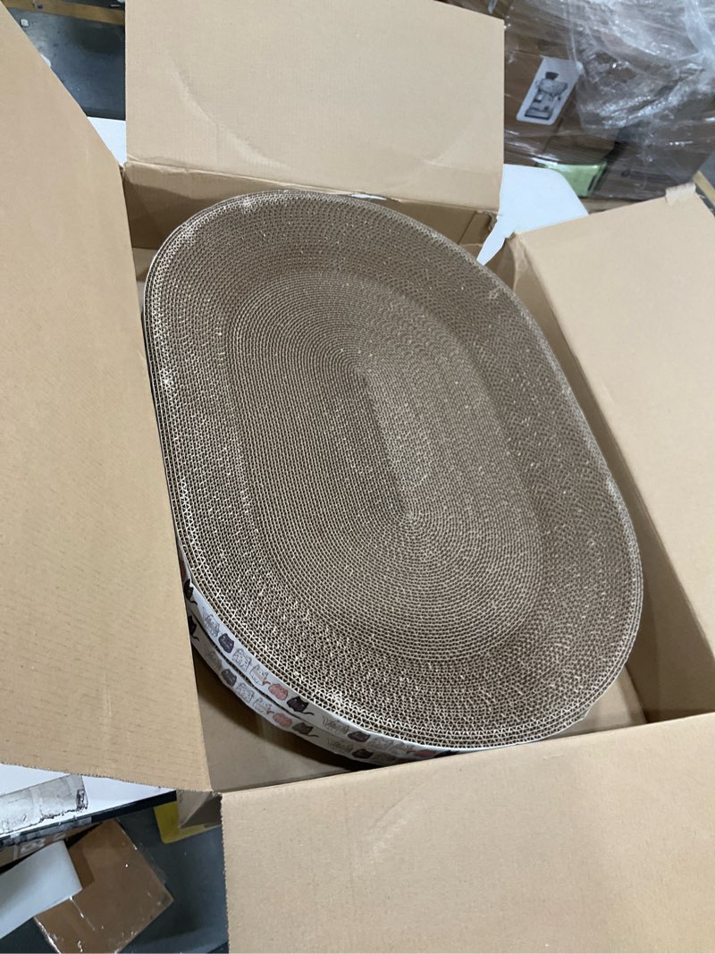 Condition photo showing Good Condition for 2 Pack Large Cat Scratcher Cardboard, Oval Indoor Cat Scratcher Bed Scratcher Pad Board Lounge Couch Cats Bowl Shaped Cat Scratching Post Nest for Cats Grinding Claw Furniture Protector L(18.5"x12.6"x2.4")