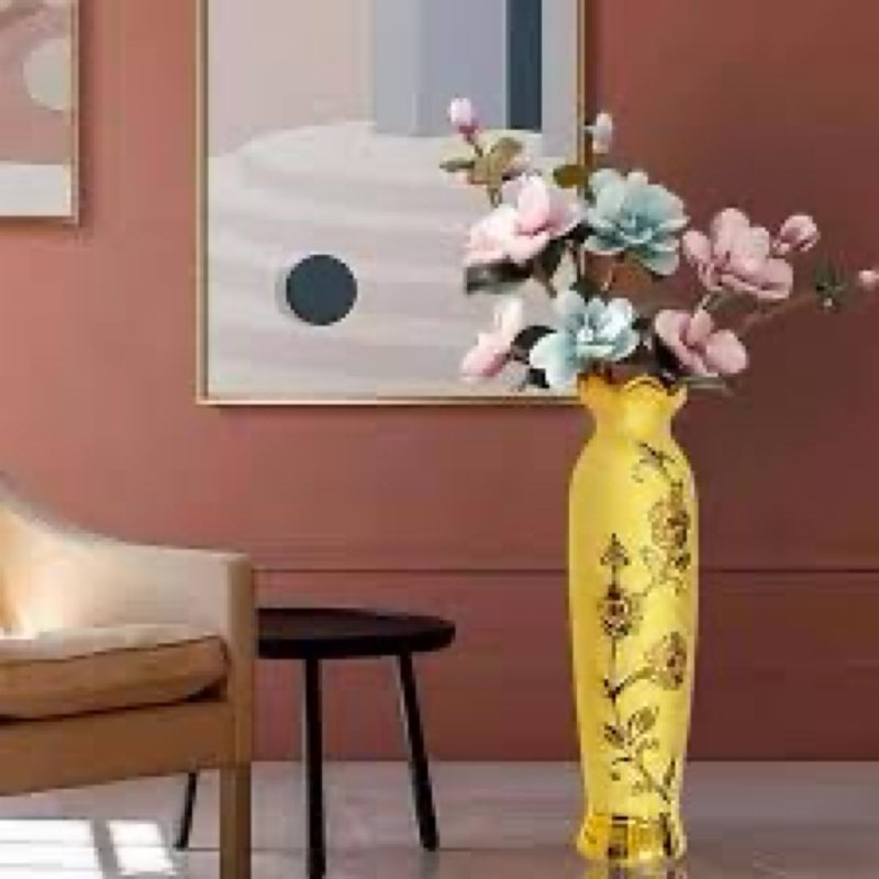 19 inches tall floor vase extra large ceramic decorative vase handmade gold floor vase for living ro