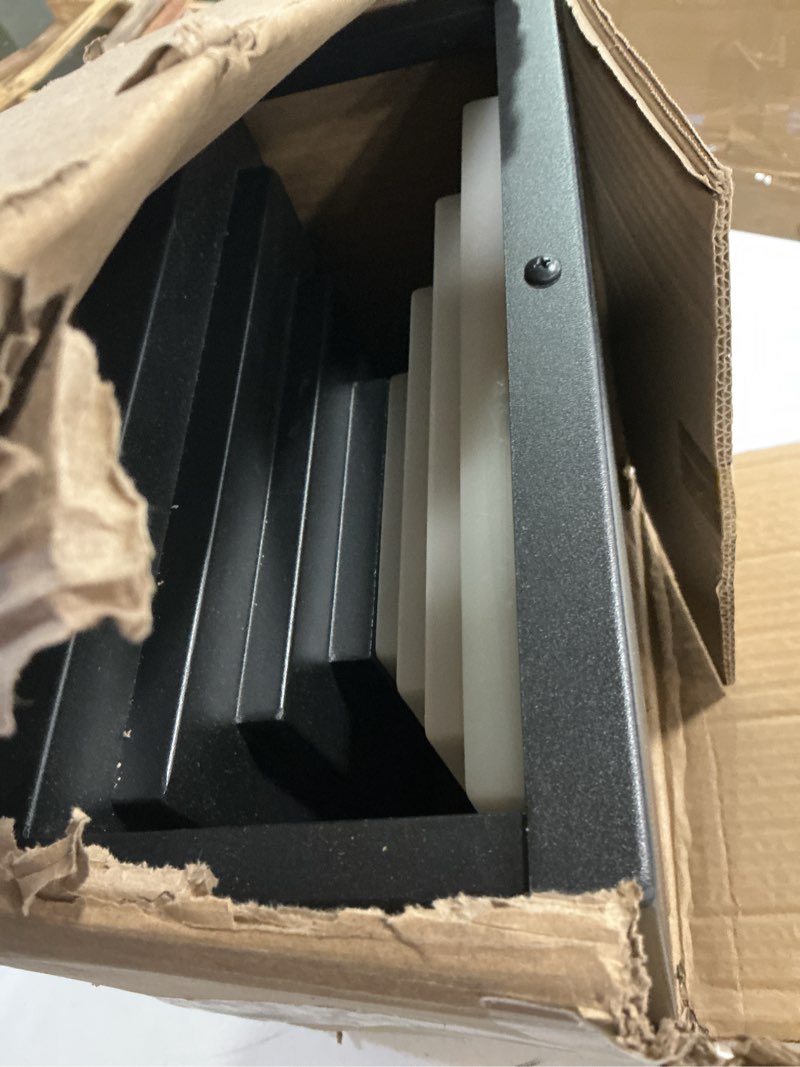 Condition photo showing Good Condition for SLAWA Outdoor Post Cap Lights - Modern Square Fence Pillar Lamps with Stainless Steel Housing - Waterproof Lawn Column Cap Lamp for Courtyard and Deck 30cm