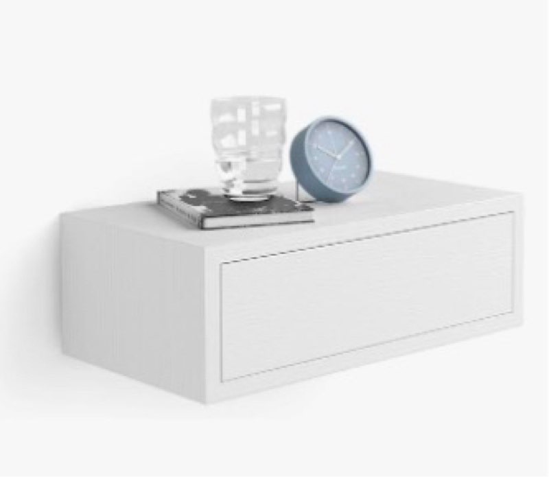 mobili fiver, riccardo floating nightstand, ashwood white, 17.7” x 9.8” x 6.1”, melamine-finished