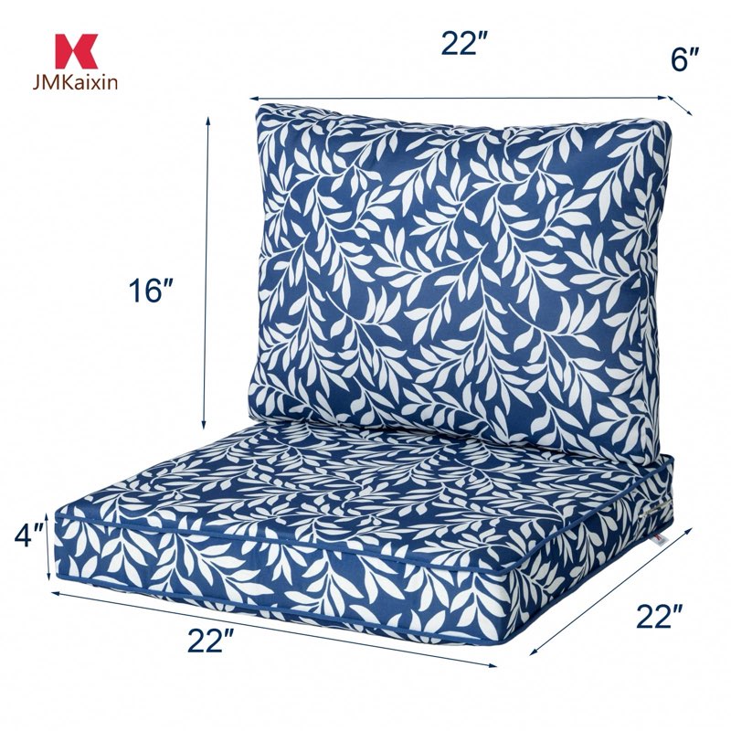 Outdoor Seat/Back Deep Chair Cushion Set for Patio Furniture - Lounge Chair Cushions with Zipper - Water-Resistant Patio Chair Cushions 22x22