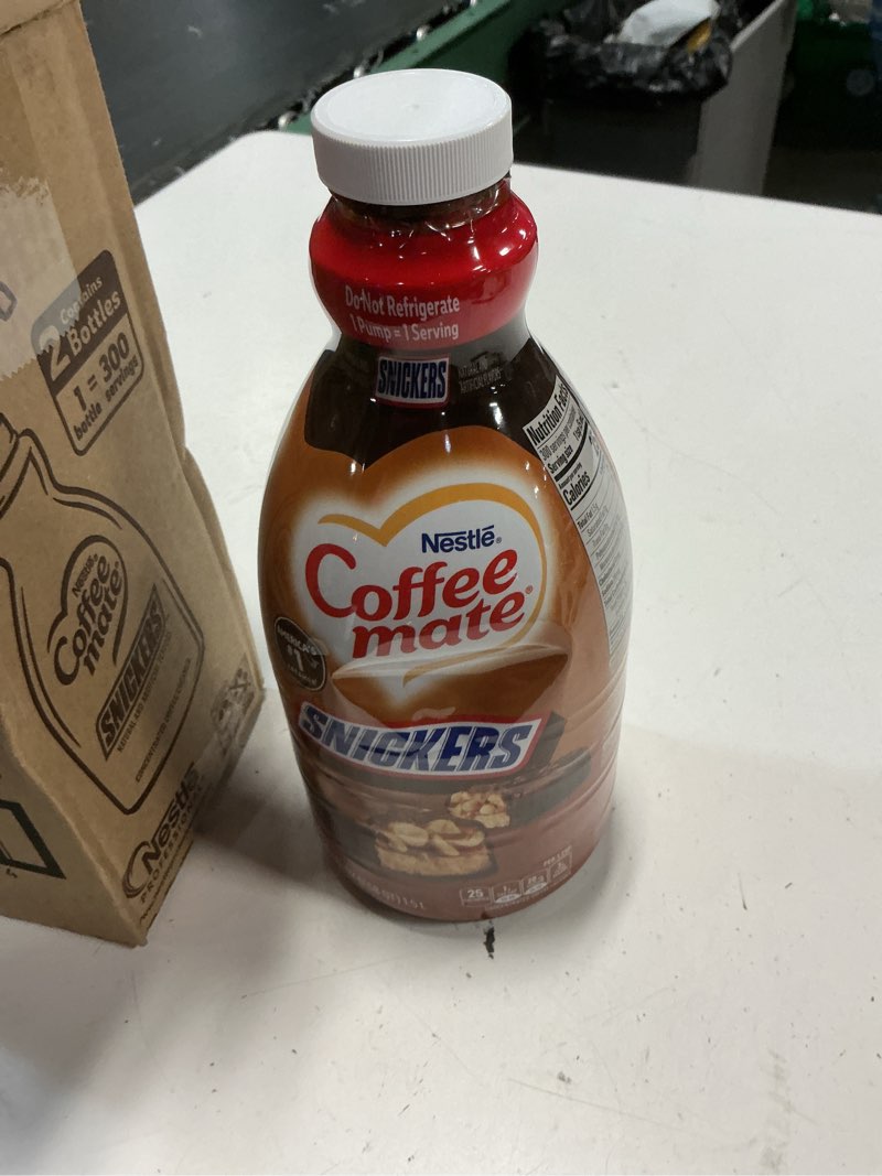 Condition photo showing New/Like New for (best by :07/2026) coffee-mate snickers flavored liquid creamer pump