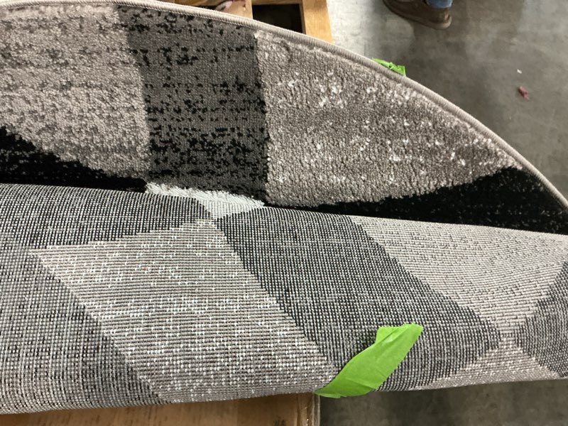 Condition photo showing As Is for rugshop contemporary abstract circles perfect for high traffic areas of your living room,bedroom,home office,kitchen area rug 6'6" gray (6' 6" diameter) 8' x 8' (rectangular) grey