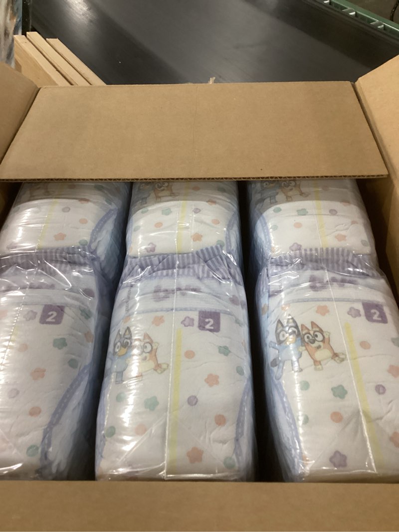 Condition photo showing New/Like New for Luvs Size 2 Baby Diapers, Platinum Protection Bluey Diapers for Day & Night, Size 2, 264 Count (Packaging May Vary) Size 2 264