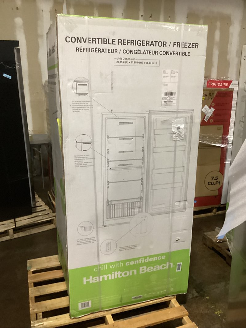 Condition photo showing Good Condition for Hamilton Beach 17 cu. ft. Convertible Freezer Refrigerator  Upright Fridge Freezer with Electronic Temperature Control  Energy Efficient White Convertible Fridge - HBFRF1798  White