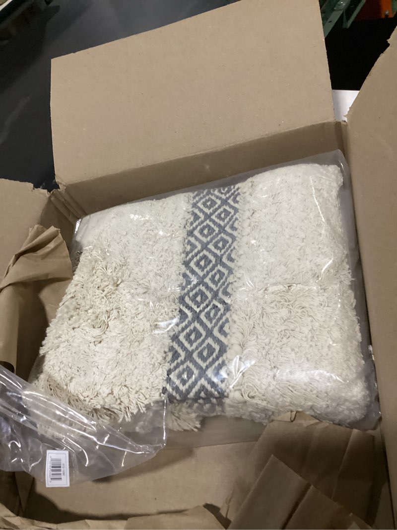 Condition photo showing Good Condition for ink+ivy bath rug hand-woven texture shaggy striped soft & water absorbent, boho bathroom décor bath-mats, non-slip absorbent quick dry mats for tub, shower room, asher, 22x58 grey grey 1'10" x 4'10" (rectangular)