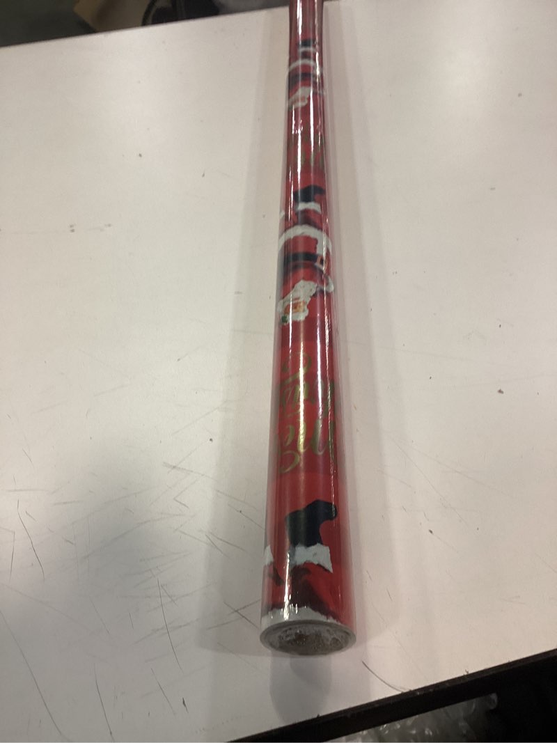 Condition photo showing New/Like New for Hallmark Christmas Wrapping Paper Rolls - Traditional Holiday Gift Wrap Paper (Set of 3 Reversible Rolls: 120 sq. ft. ttl.) Red and Gold Snowflakes, Stripes, Plaid, Santa's Sleigh