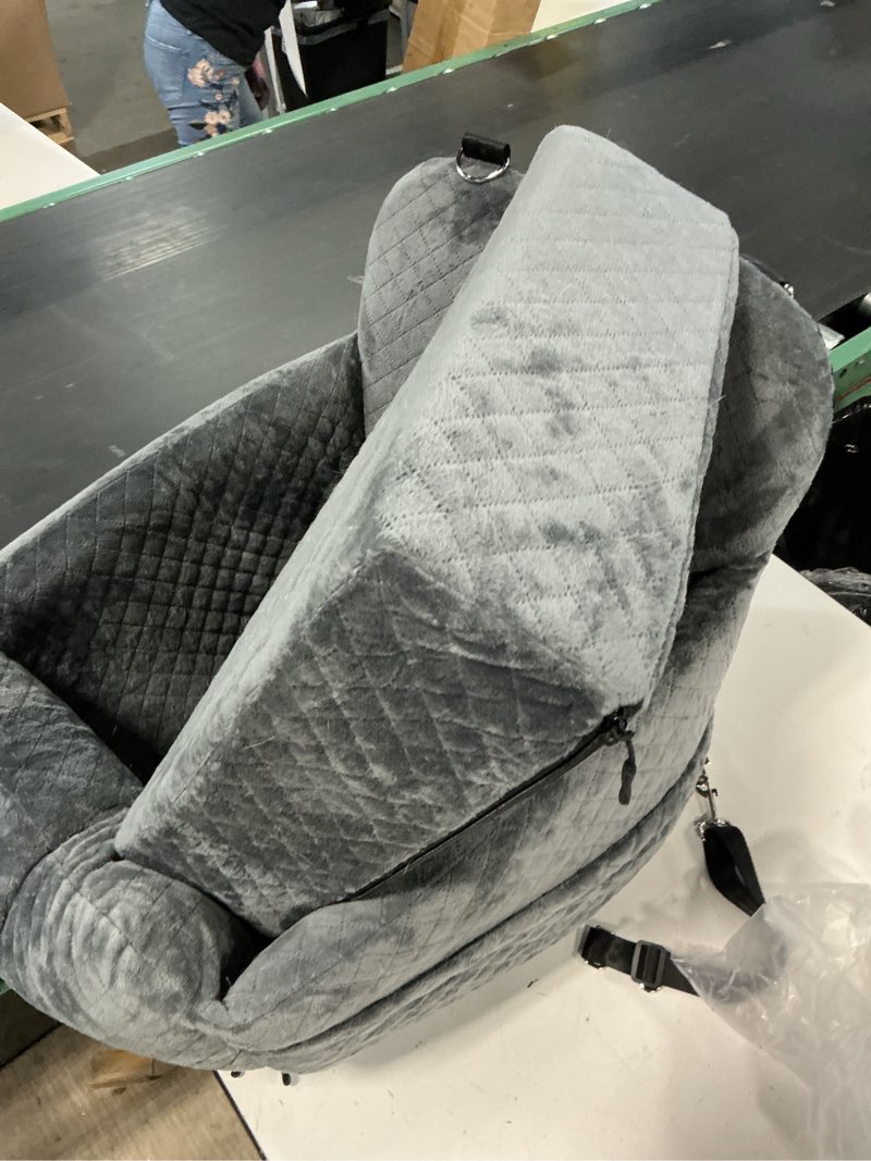 Condition photo showing As Is for dog car seat for small/medium dogs, detachable washable dog booster car seat under 35lbs, high-support memory foam,travel bed with storage pockets grey