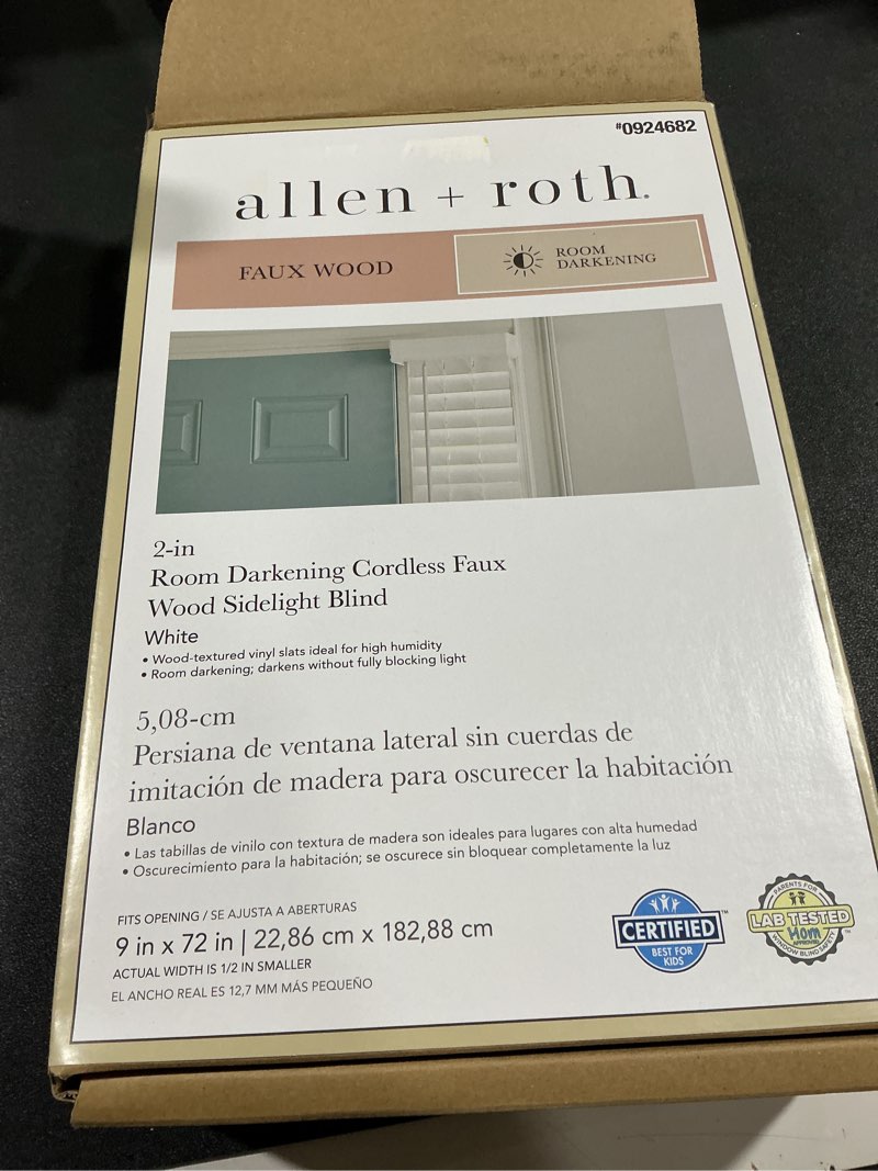 Condition photo showing Good Condition for Allen + Roth 8.5" x 72" Room Darkening Cordless Blind 2" Slat Size
