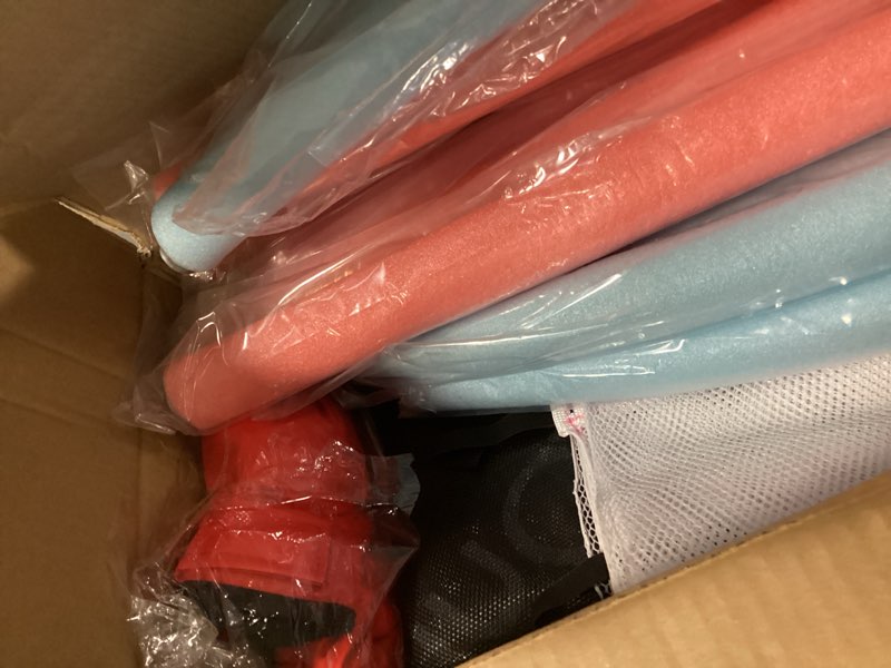 Condition photo showing New/Like New for 55" Toddler Mini Trampoline for Kids, Indoor Outdoor Toys with Swing, 440lbs Baby Kids Trampoline, Gymnastics Bar, Birthday Gifts for Boy Girl Age 1-8 Pink-Blue