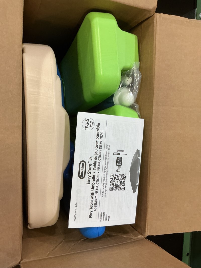 Condition photo showing Good Condition for little tikes easy store jr. picnic table with umbrella - blue / green blue/green junior