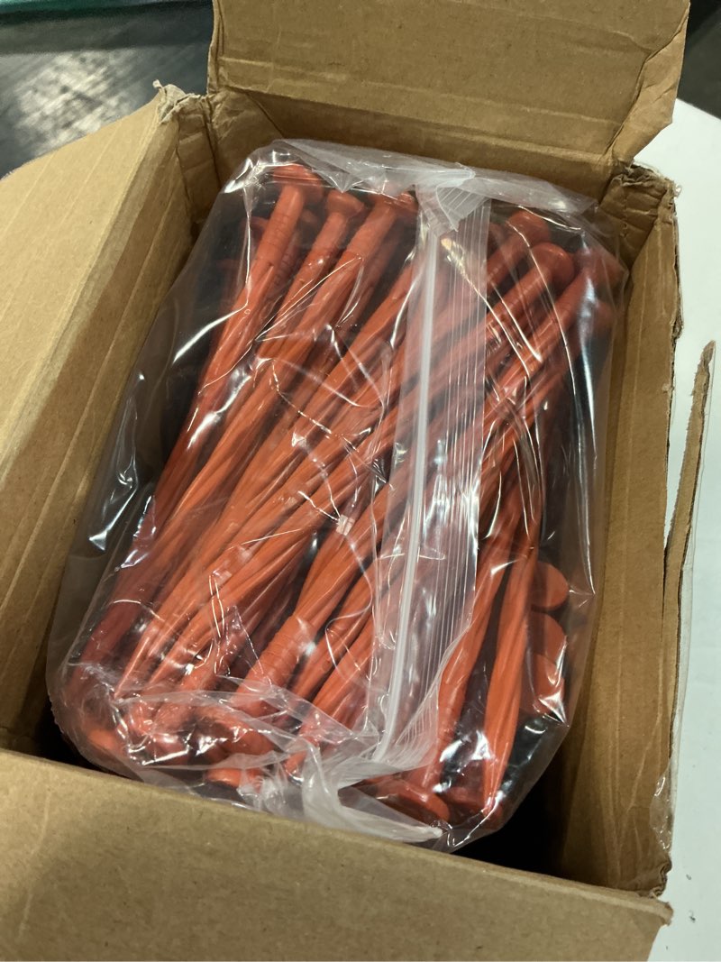 Condition photo showing New/Like New for jetec 250 pcs 8 inch orange plastic landscape edging spikes spiral anchoring garden nails for paver, weed barriers, turf, house construction ground lawn 250 orange 8 inch