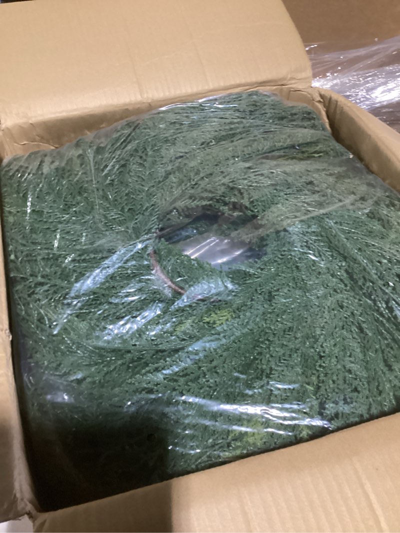 Condition photo showing New/Like New for Christmas Cedar Garland Realistic with Lights - 2 Pack Cypress Decorations 12ft for Mantle Lighted Faux Pine Garlands for Home Indoor Stairs Railing Fireplace 12 Ft Outdoor Prelit Door Decor 12 Ft 2