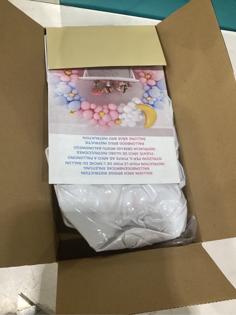Condition photo showing As Is for langxun 20ft balloon arch kit, balloon arch stand for birthday party wedding graduation decorations, baby shower garden arbors photo backdrop party supplies, 9ft-h x 10ft-l