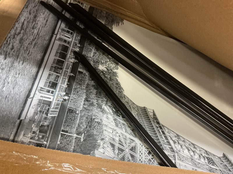 Condition photo showing As Is for upsimples 24x30 Poster Frame Black 3 Pack, Scratch-Proof Picture Frames 24 x 30 for Photo Gallery - Slide-In Strips, Horizontal or Vertical Wall Mounting Black 24x30