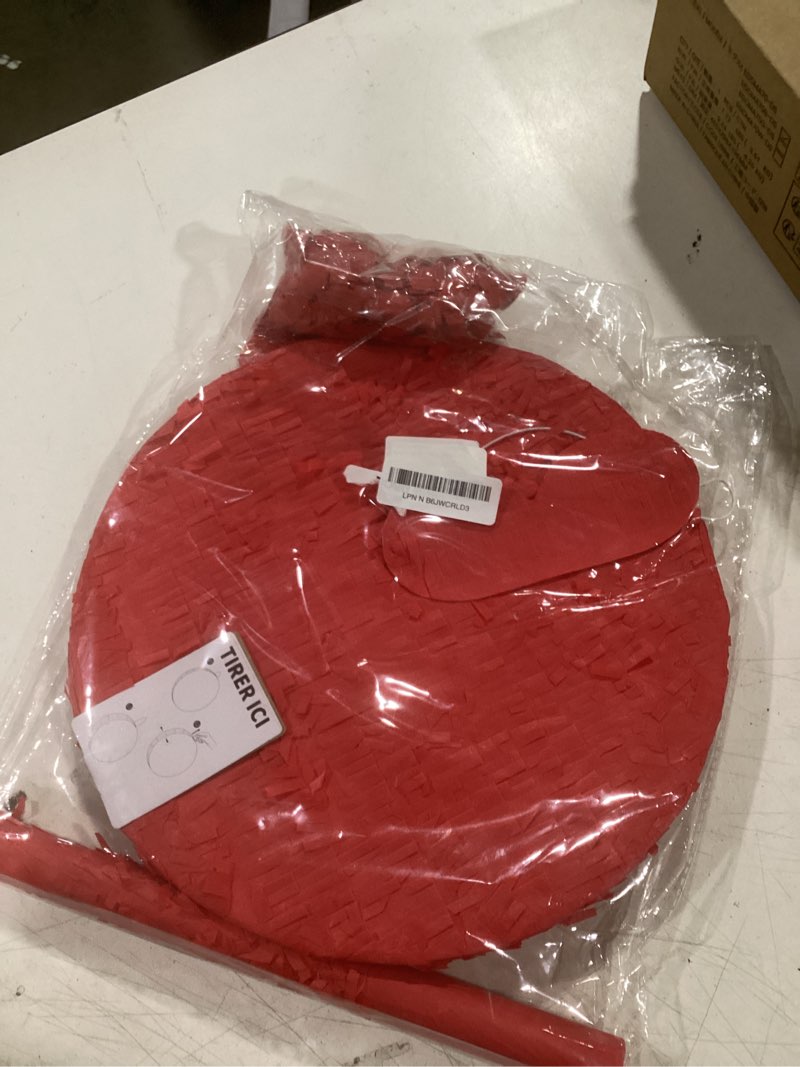 Condition photo showing Good Condition for red round blank pinata circle folding pinata with bat stick blindfold confetti for kids birthday wedding celebration baby shower carnival party supplies,13 x 13 x 3.15 inches