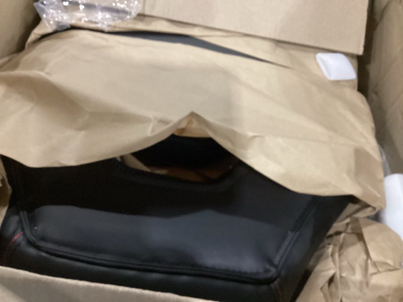 Condition photo showing As Is for dumos ergonomic computer gaming chair with flip-up armrest, height adjustable pu leather home office desk chair with lumbar support swivel wheels and for adults and kids, scarlet red