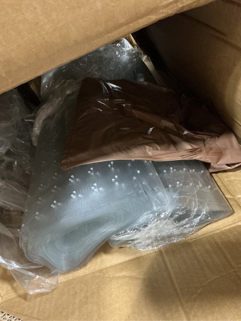 Condition photo showing Good Condition for clear carpet protector floor runner 27" x 25 ft stain-resistant & non-slip rug protector for low-pile plastic carpet runner roll for high traffic hallway or entrance clear 2'3" x 25' (rectangular)