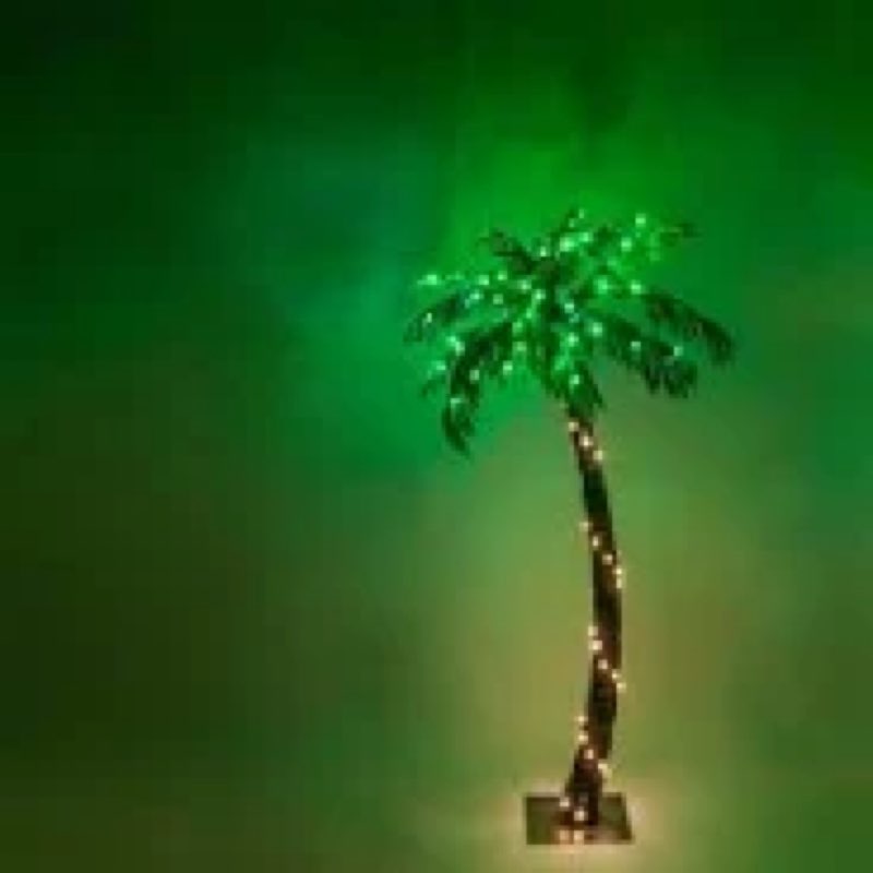 141 LEDs Lighted Palm Tree, Light Up Tropical Palm Trees, LED Artificial 5.5FT Palm Tree Decoration 