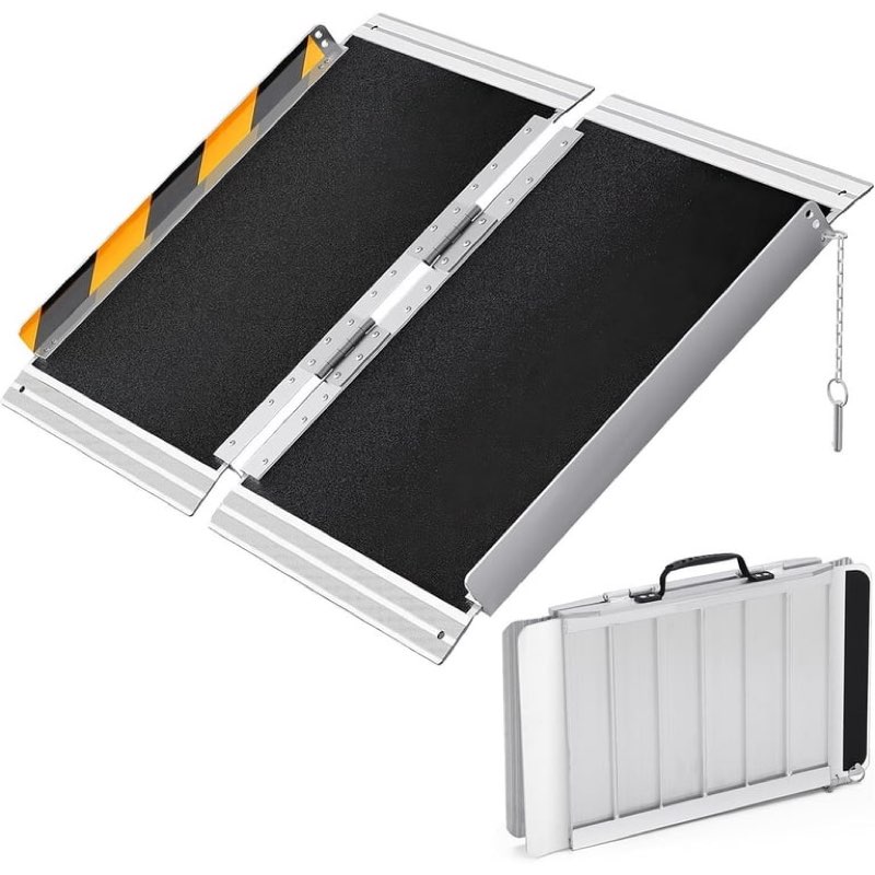 M optimized 2-8 FT Wheelchair Ramp, Non-Slip Aluminum Folding Wheelchair Ramp, Door Threshold Portable Wheelchair Ramps Wheel Chair Ramp for Home Steps, Scooter Ramp for Car, Doorways, Curbs, Stairs