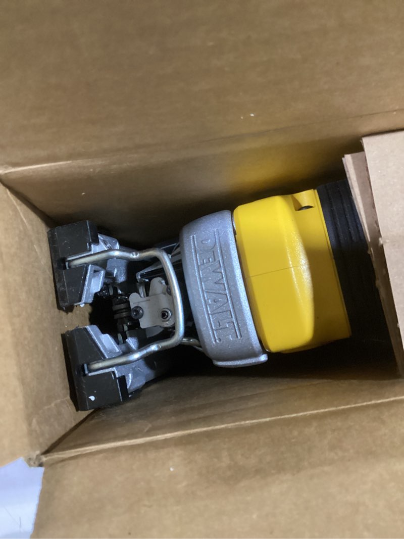 Condition photo showing As Is for dewalt 20v max jig saw, cordless, barrel grip, 3,200 blade speed, bare tool only (dcs335b)