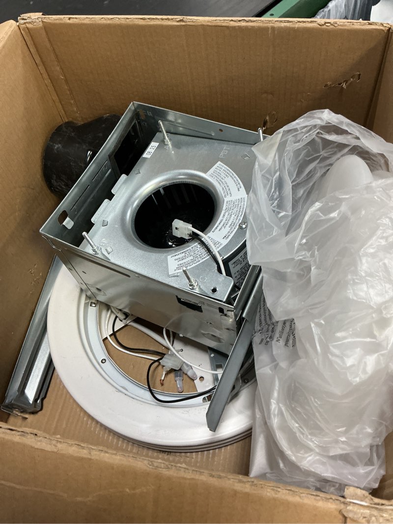 Condition photo showing As Is for good housekeeping (90052 yorkshire 80 cfm 2.5 sones decorative bathroom ventilation exhaust fan with light in satin white