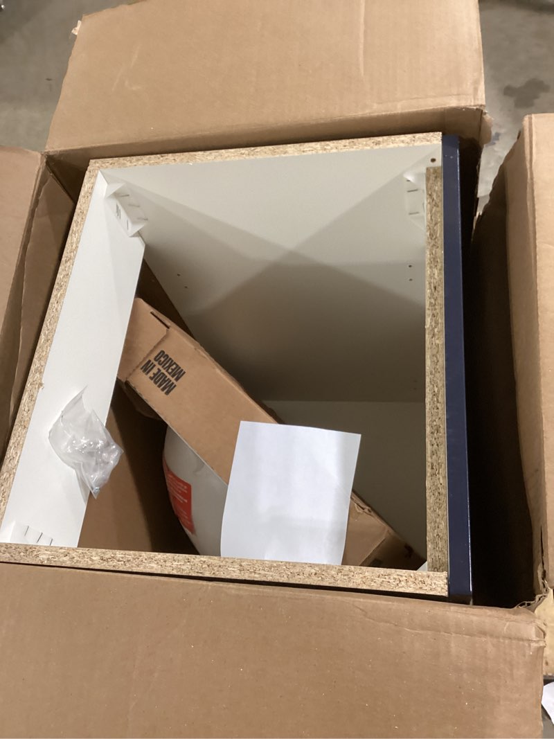 project source dover 18-in navy blue single sink bathroom vanity with white cultured marble to