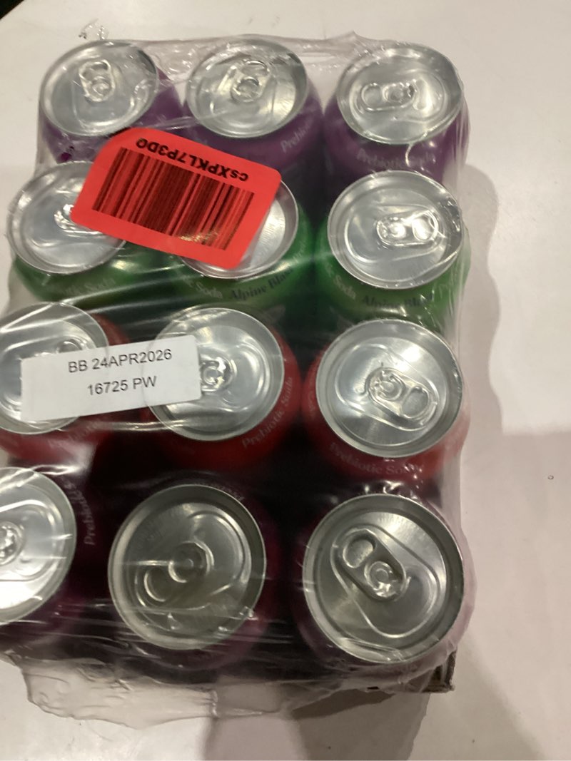 Condition photo showing As Is for Poppi Sparkling Prebiotic Soda Beverage with Apple Cider Vinegar, Seltzer Water and Fruit Juice, Soda Staples Variety Pack, 12 FL Oz, Pack of 12, Packaging May Vary (Variety) Soda Staples 12 Fl Oz (Pack of 12)