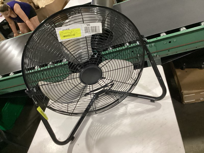Condition photo showing Good Condition for amazon basics 20" high velocity industrial cooling floor fan with 3 speeds, tilt head, etl-listed safety compliance, metal housing and blades, for commercial space/garage/gym, 125w, black 20 inch (blades diameter) black