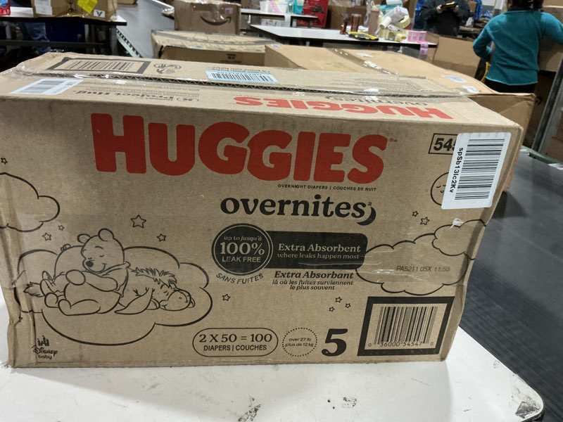 Condition photo showing New/Like New for Huggies Size 5 Diapers, Little Movers Baby Diapers, Size 5 (27+ lbs), 132 Count (2 Packs of 66), Packaging May Vary Size 5 132