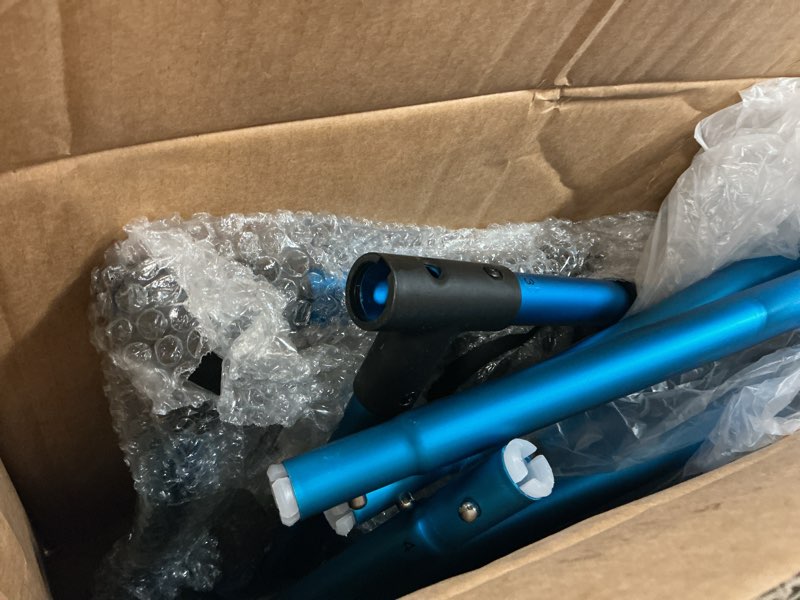 Condition photo showing Good Condition for Folding Walker with 2 Skis and 5" Wheels, Lightweight Walkers for Seniors and Adults, Supports Up to 350 Pounds, Adjustable Height, Compact Standard Walker, Blue Blue Walker With Skis