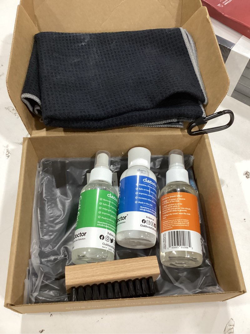 Condition photo showing As Is for club doctor golf club care kit – clean, polish, and restore irons, drivers, putters – scratch, scuff, rust remover – complete golf club maintenance kit with grip cleaner, club cleaner, and polish