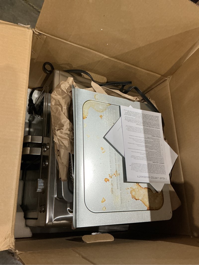 Condition photo showing As Is for midea flexify french door toaster oven air fryer combo, 26.4 qt, extra large air fryer countertop oven 10-in-1 combo, 25% faster cooking and 90% less oil, stainless steel