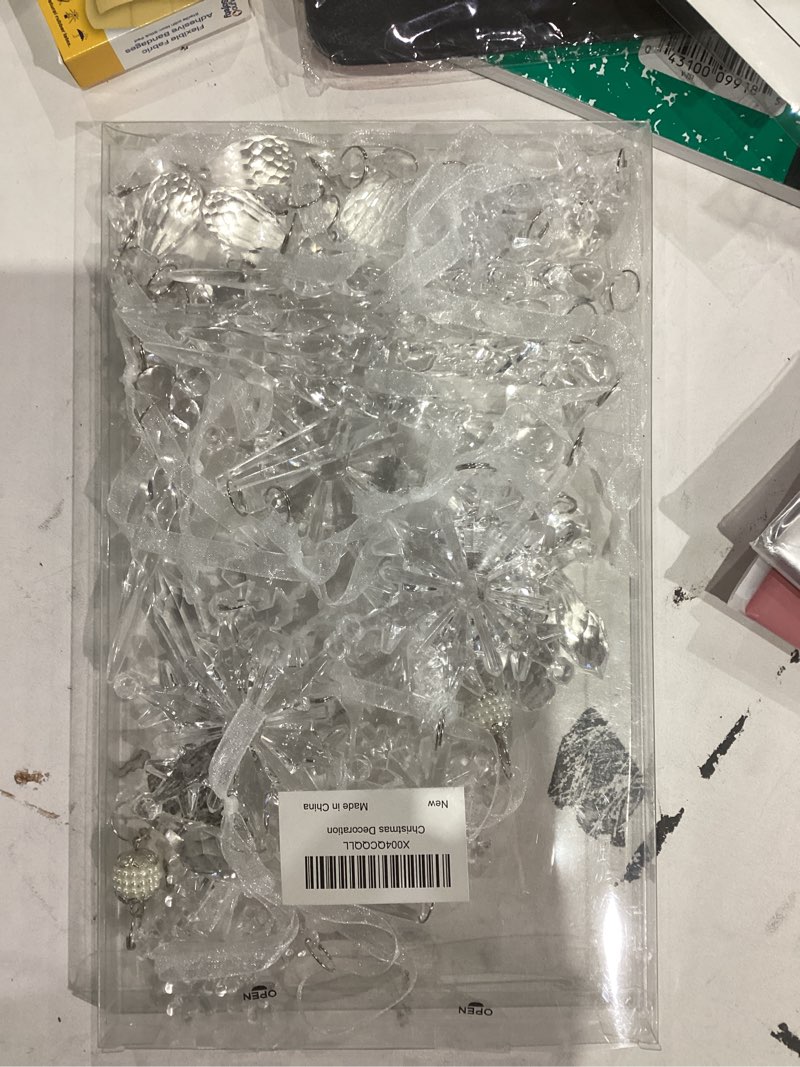 Condition photo showing New/Like New for Christmas Tree Decorations 18Pcs(Ready to Hang), Acrylic Crystal Ornaments for Christmas Tree- Hanging Christmas Snowflake Decorations for Xmas Decor, Weddings, Frozen Birthday Parties 28-250620-001-AT